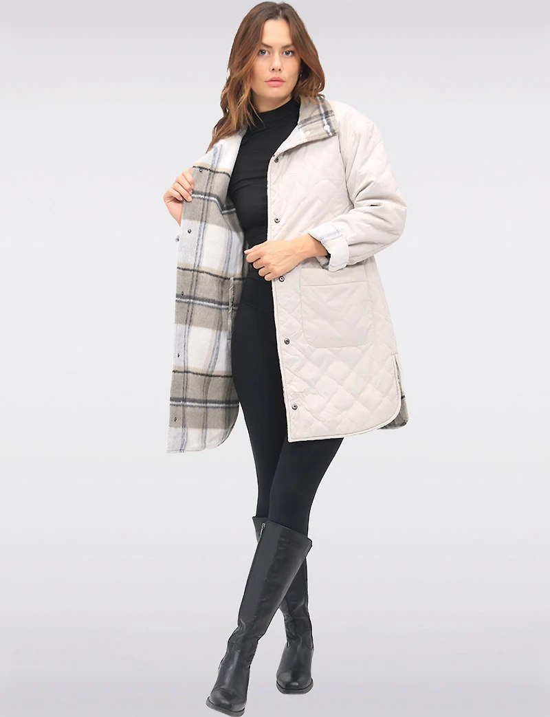 Manteau Réversible Matelassé & Laine par Saki