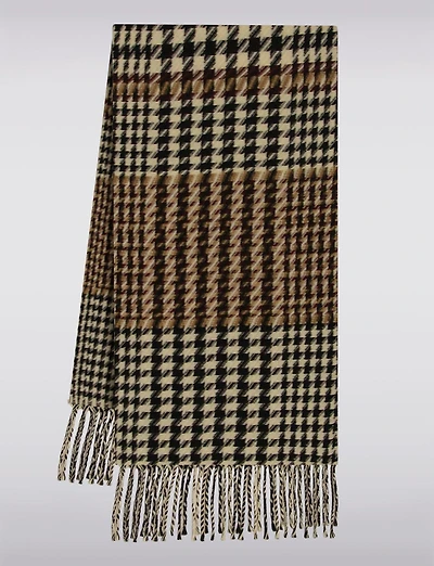 Foulard Doux et Cozy à Motif Pied-de-Poule Franges