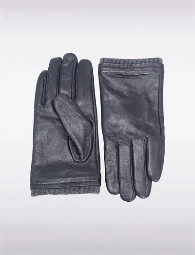 Gants Classique en Cuir Véritable Pour Homme Avec Poignets Tricot Laine