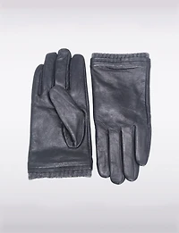 Gants Classique en Cuir Véritable Pour Homme Avec Poignets Tricot Laine