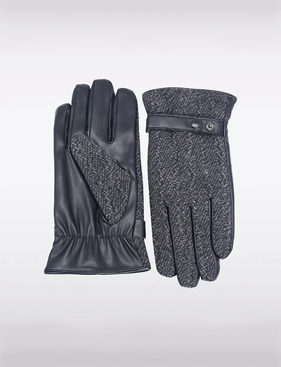 Gants en Cuir PU pour Hommes avec Ceinture Tricotée
