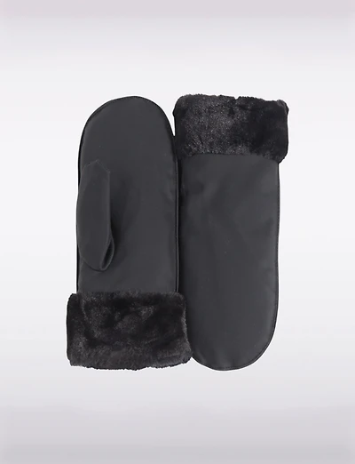 Mitaines Noires Luxueuses en Fausse Fourrure avec Doublure Douce et Cozy