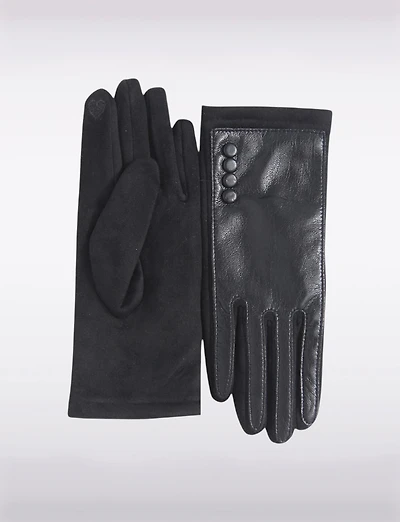 Gants en Simili-cuir Extensible Ultra Doux avec Détails Boutons