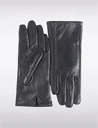 Gants en Cuir Doublés avec Détails sur le Côté Compatibles aux Écrans Tactiles