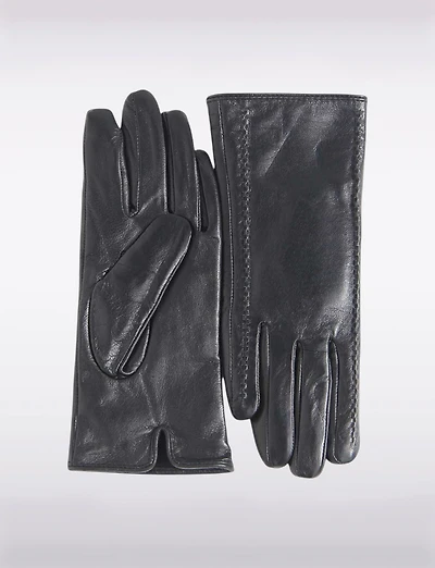 Gants en Cuir Doublés avec Détails sur le Côté Compatibles aux Écrans Tactiles