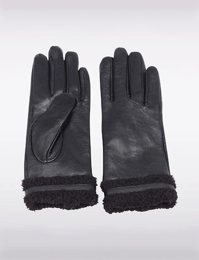 Gants en Cuir Véritable avec Poignet Sherpa – Compatibles Écran Tactile