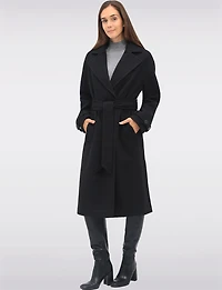Manteau Long Chic à Double Boutonnage Ceinture Amovible & Fente au Dos par Sebby