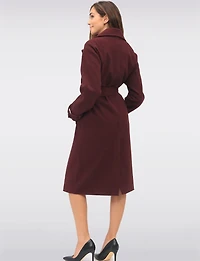 Manteau Long Chic à Double Boutonnage Ceinture Amovible & Fente au Dos par Sebby