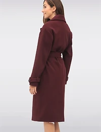 Manteau Long Chic à Double Boutonnage Ceinture Amovible & Fente au Dos par Sebby