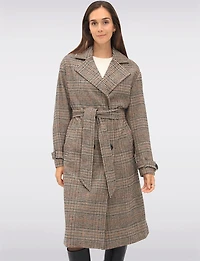 Manteau Long Chic à Double Boutonnage Ceinture Amovible & Fente au Dos par Sebby