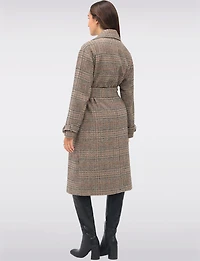 Manteau Long Chic à Double Boutonnage Ceinture Amovible & Fente au Dos par Sebby