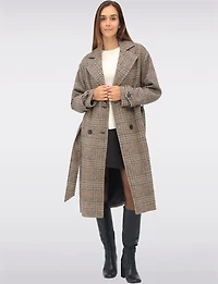 Manteau Long Chic à Double Boutonnage Ceinture Amovible & Fente au Dos par Sebby