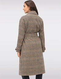 Manteau Long Chic à Double Boutonnage Ceinture Amovible & Fente au Dos par Sebby