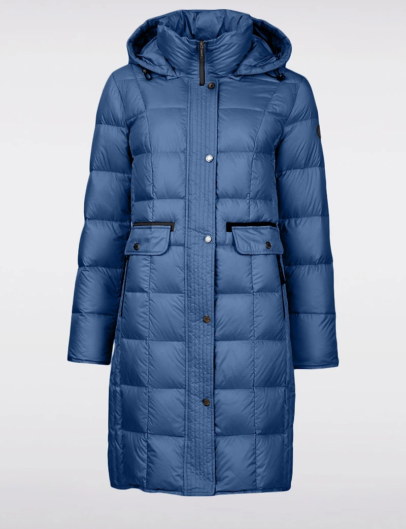 Manteau Matelassé en Duvet avec Capuche Amovible & Détails Noirs par Normann