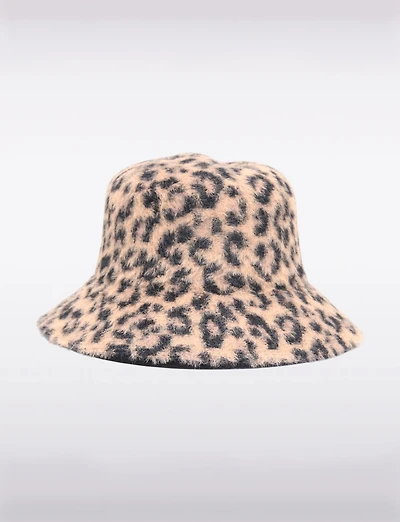 Chapeau bob structuré et Elegant à imprimé léopard avec finition douce & Cozy