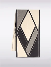 Foulard Élégant à Motif Géométrique Doux avec Franges Délicates