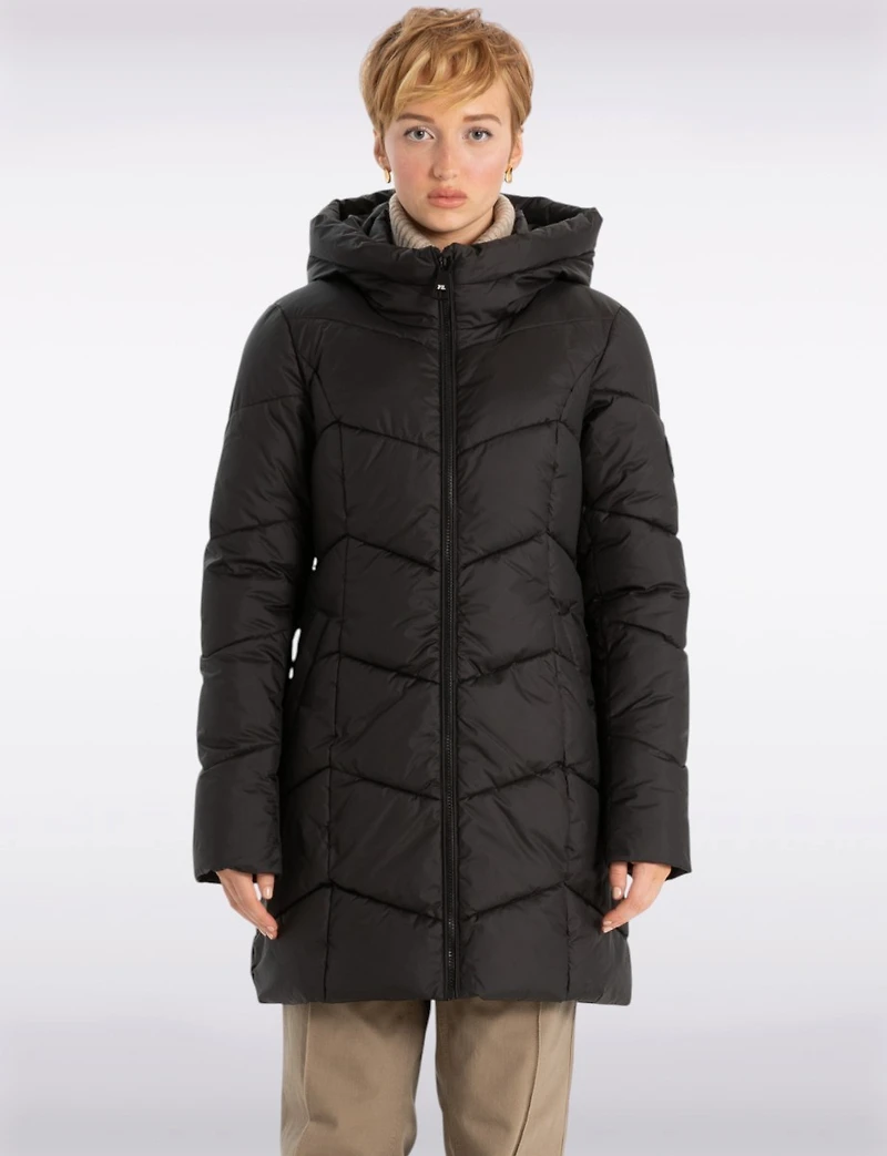 Doudoune Classique Végane à Motif Chevrons avec Col Montant par Point Zero