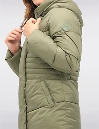 Manteau Matelassé Végan avec Capuche Attachée et Taille Ajustable par Point Zero