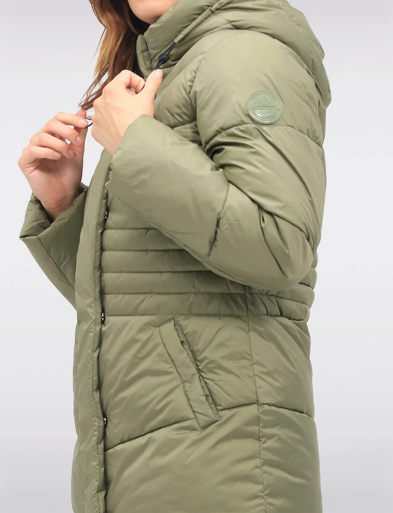 Manteau Matelassé Végan avec Capuche Attachée et Taille Ajustable par Point Zero