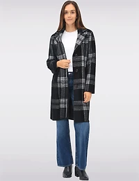 Manteau Tricoté à Col Cranté Motif Carreaux & Simple Boutonnage par Vince Camuto