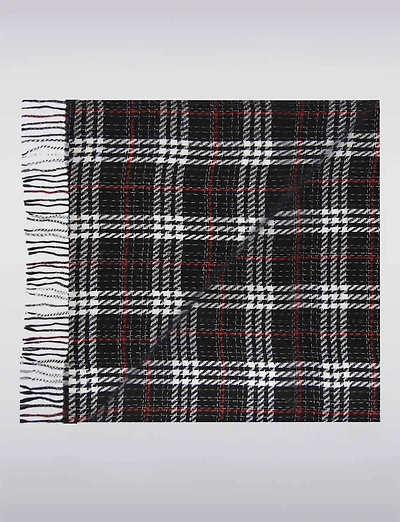 Écharpe Oblong Douce & Légère à Carreaux avec Franges des Deux Côtés