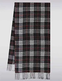 Écharpe Oblong Douce & Légère à Carreaux avec Franges des Deux Côtés
