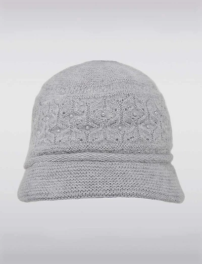 Béret à Visière avec Détails en Perles et Doublure en Peluche Douillette