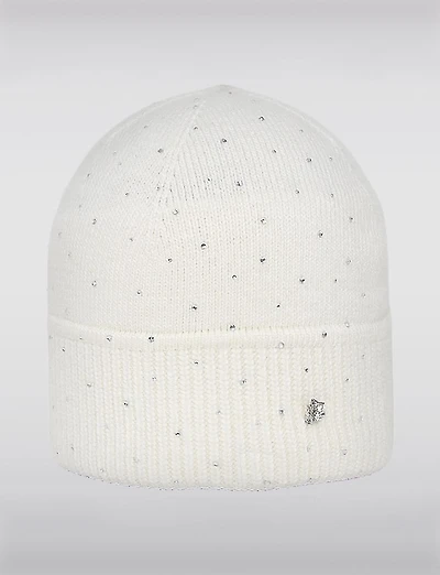 Tuque Douce en Maille avec Strass et Accents Scintillants