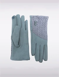 Gants Luxueux en Faux Suède avec Poignet Tricoté Chic –compatibles Écran Tactile