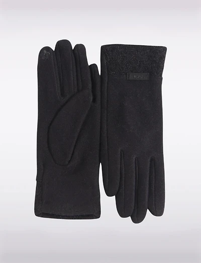 Gants Extensible Effet Laine avec Poignets en Tricot – Compatibles Écran Tactile