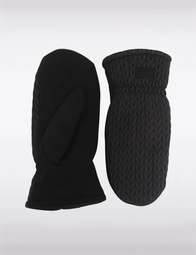 Mitaines Noires Matelassées et Isolées avec Doublure en Fausse Fourrure