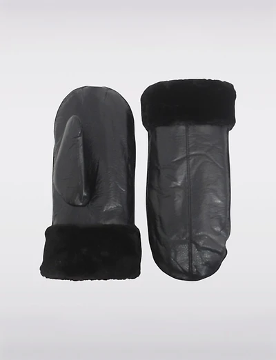 Mitaines Doublées à Revers en Fausse Fourrure Douce & Couture Centrale