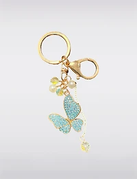 Porte-Clés et Accessoire de Sac Chic Papillon en Bleu Cristal Élégant et Raffiné