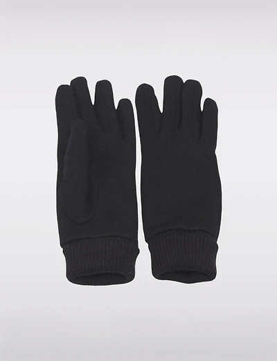 Gants Unis en Mélange de Laine à Poignets Tricotée & Doublure en Fausse Fourrure