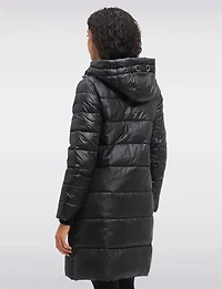 Doudoune Longue Brillante À Capuche Et Zip Asymétrique Éco-responsable Par LOOP