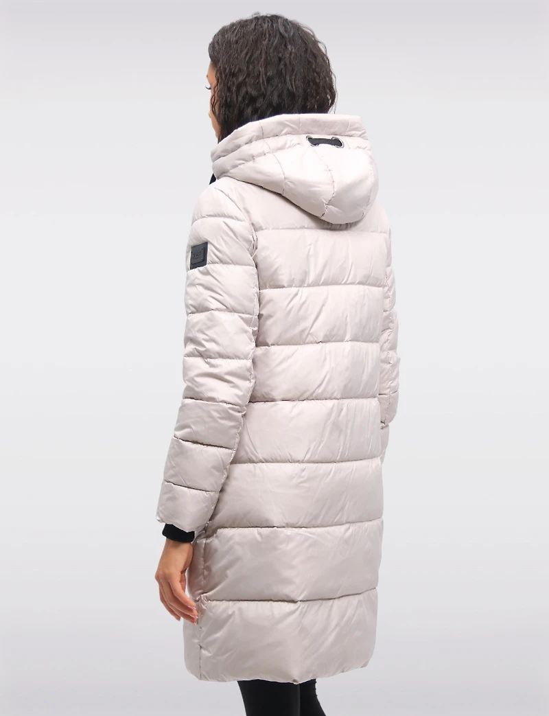 Doudoune Longue Brillante À Capuche Et Zip Asymétrique Éco-responsable Par LOOP