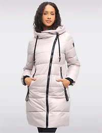 Doudoune Longue Brillante À Capuche Et Zip Asymétrique Éco-responsable Par LOOP