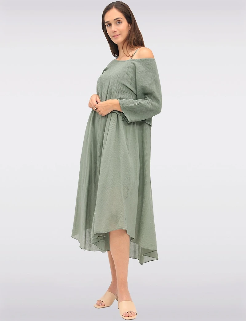 Robe Deux Pièces Polyvalente en Coton Doublée avec Ourlet Arrondi par Froccella