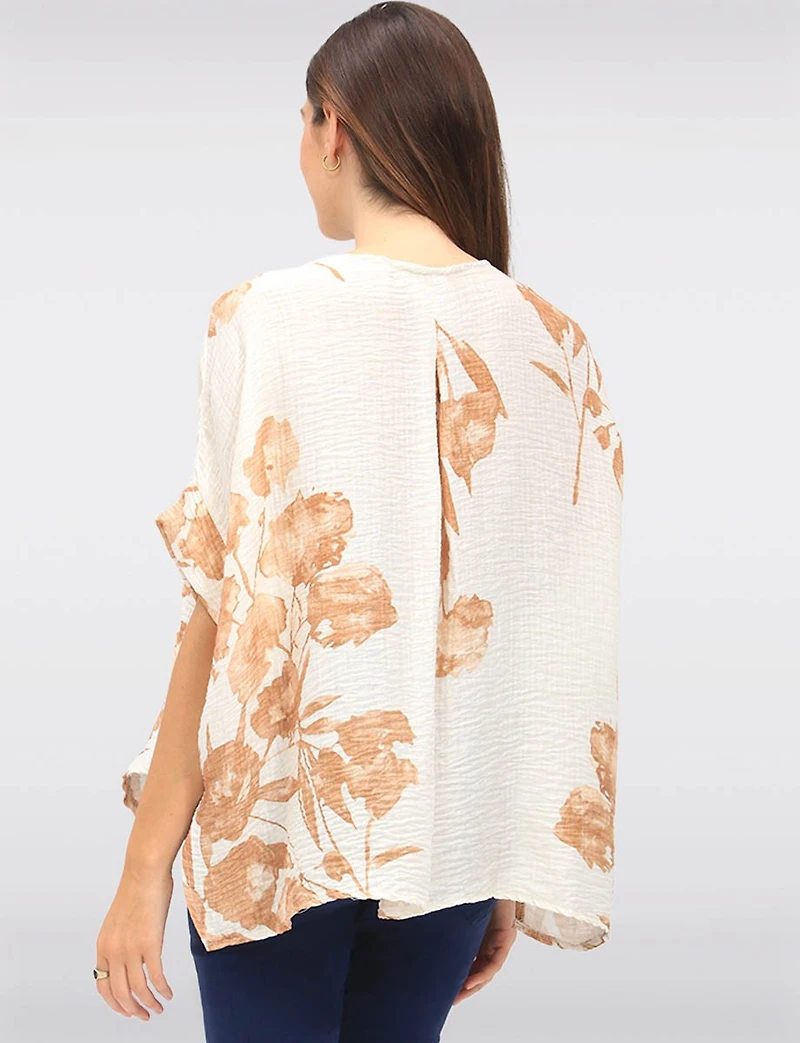 Haut Froissé à Imprimé Floral Manches Dolman & Fentes Latérales par Froccella