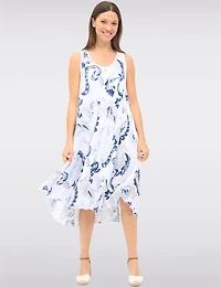 Robe Évasée Légère Sans Manches à Imprimé Paisley & Ourlet Arrondi par Froccella