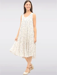Robe Sans Manches avec Ourlet Arrondi et Motif de Petites Fleurs par Froccella