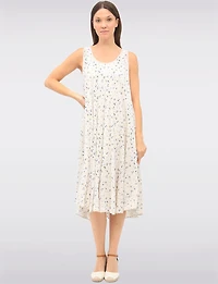 Robe Sans Manches avec Ourlet Arrondi et Motif de Petites Fleurs par Froccella