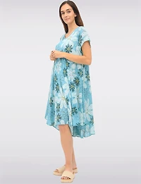 Robe Fluide en Coton avec Manches Courtes et Imprimé Floral par Froccella