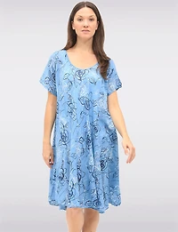 Robe Évasée en Coton à Manches Courtes & Imprimé Floral Abstrait par Froccella