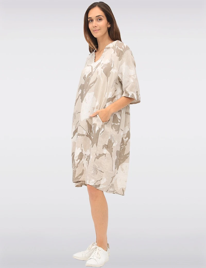 Robe Ample Fleurie en Lin par Froccella
