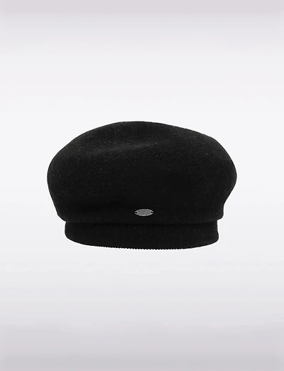Béret en Laine Noir Classique et Luxueux avec Bande Élastique