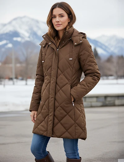 Doudoune À Capuche Matelassée en Diamant Isolante Recyclée Coupe-vent Par Luhta