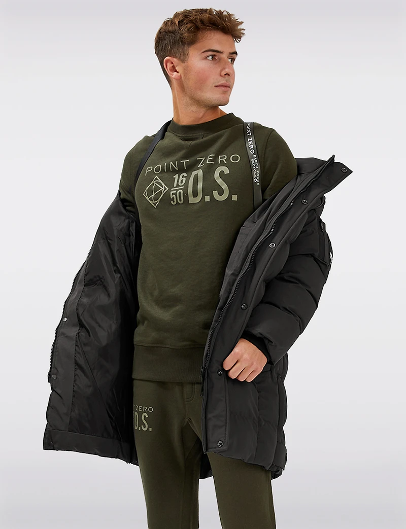 Végan Doudoune Longue Eco-Duvet Avec Capuche Rembourrée Amovible par Point Zero