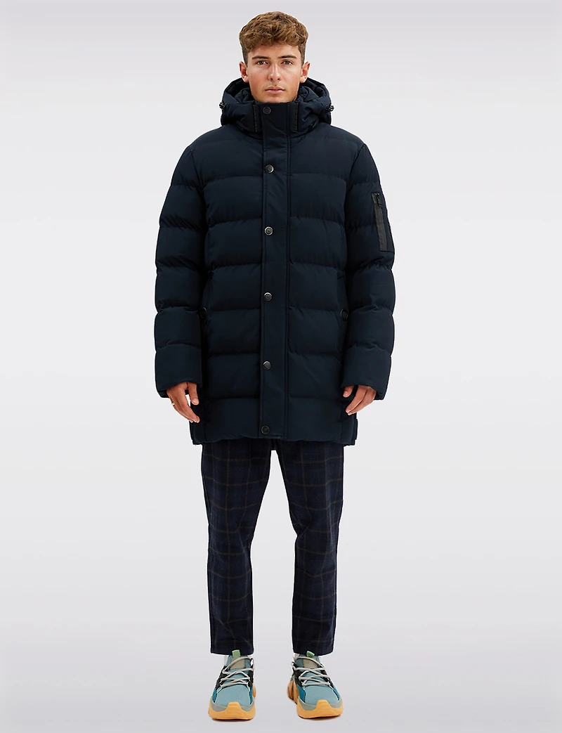 Végan Doudoune Longue Eco-Duvet Avec Capuche Rembourrée Amovible par Point Zero