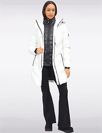 Doudoune Mi-longue Matelassée en Eco-down Vegan Imperméable À Capuche Par Oxygen